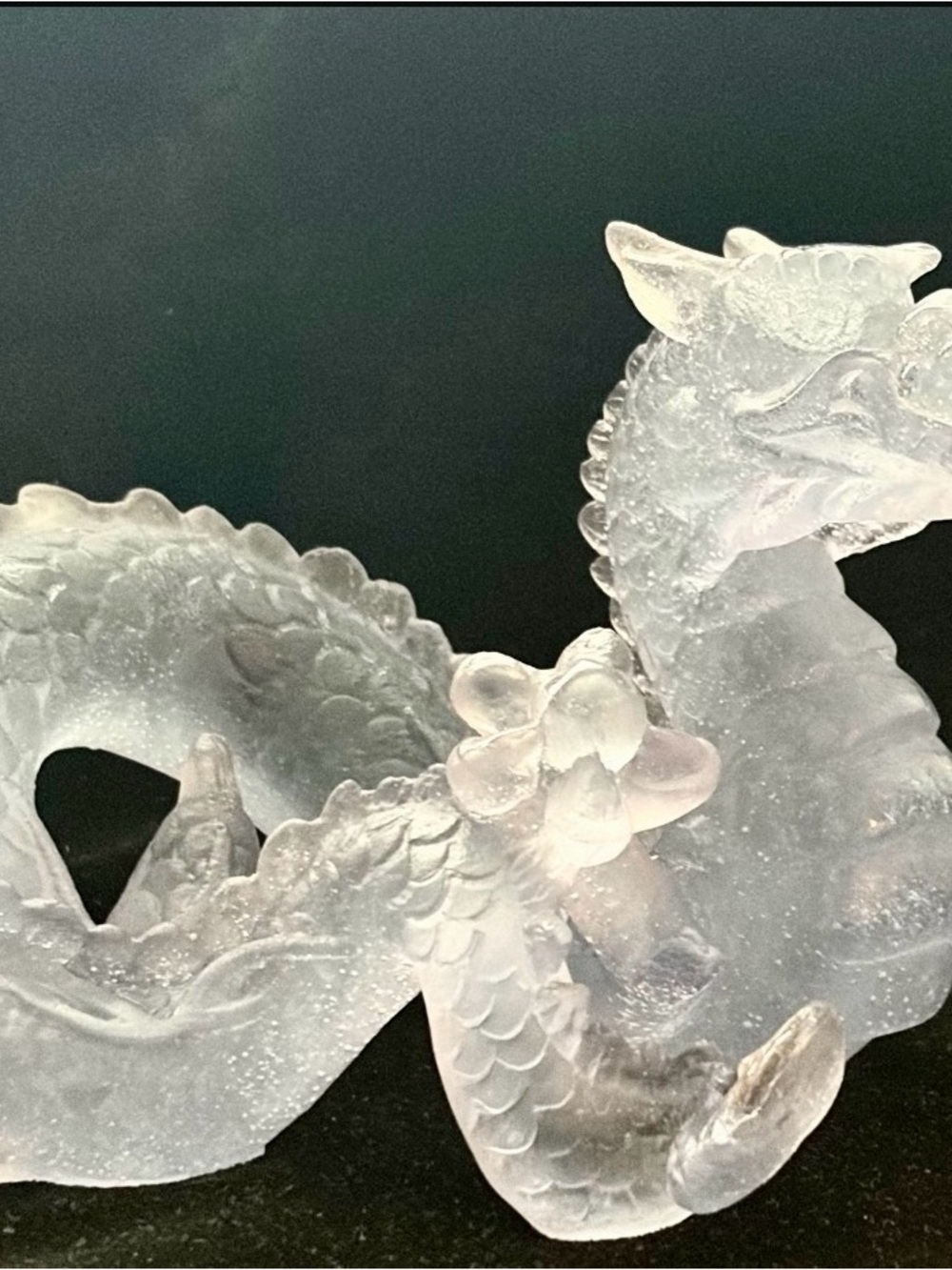 Rare/limited signed Daum France Amethyst Crystal Dragon Sculpture Pate de Verre - Picture 2 of 11